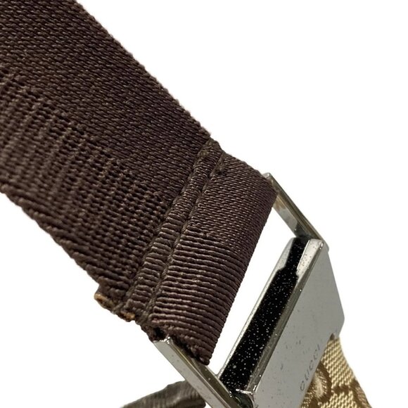 Auth GUCCI GG 122790 Beige Dark Brown Jacquard Leather Shoulder Bag - Picture 9 of 16